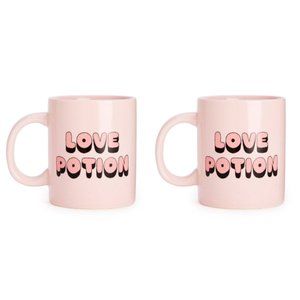 Ban.do LOVE POTION Pink Coffee Mugs SET of 2! NWT!